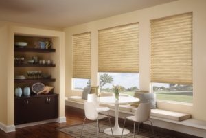 shades installed in breakfast nook