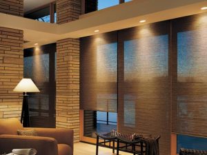 Motorized blinds in a lounge